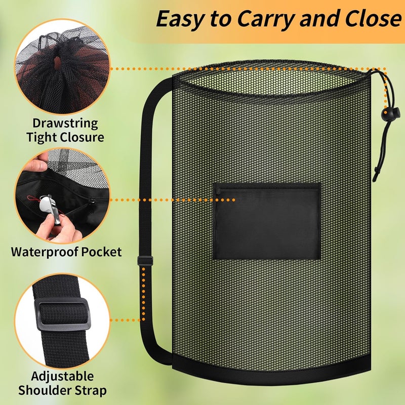 Hoiny Extra Large Mesh Ball Bag, Heavy Duty Drawstring Storage Bag, 24" x 36" Hold 8-10 Soccer Basketball Volleyball Football, Sports Equipment Sack Net Bags with Shoulder Strap and Pocket for Coaches - Image 4